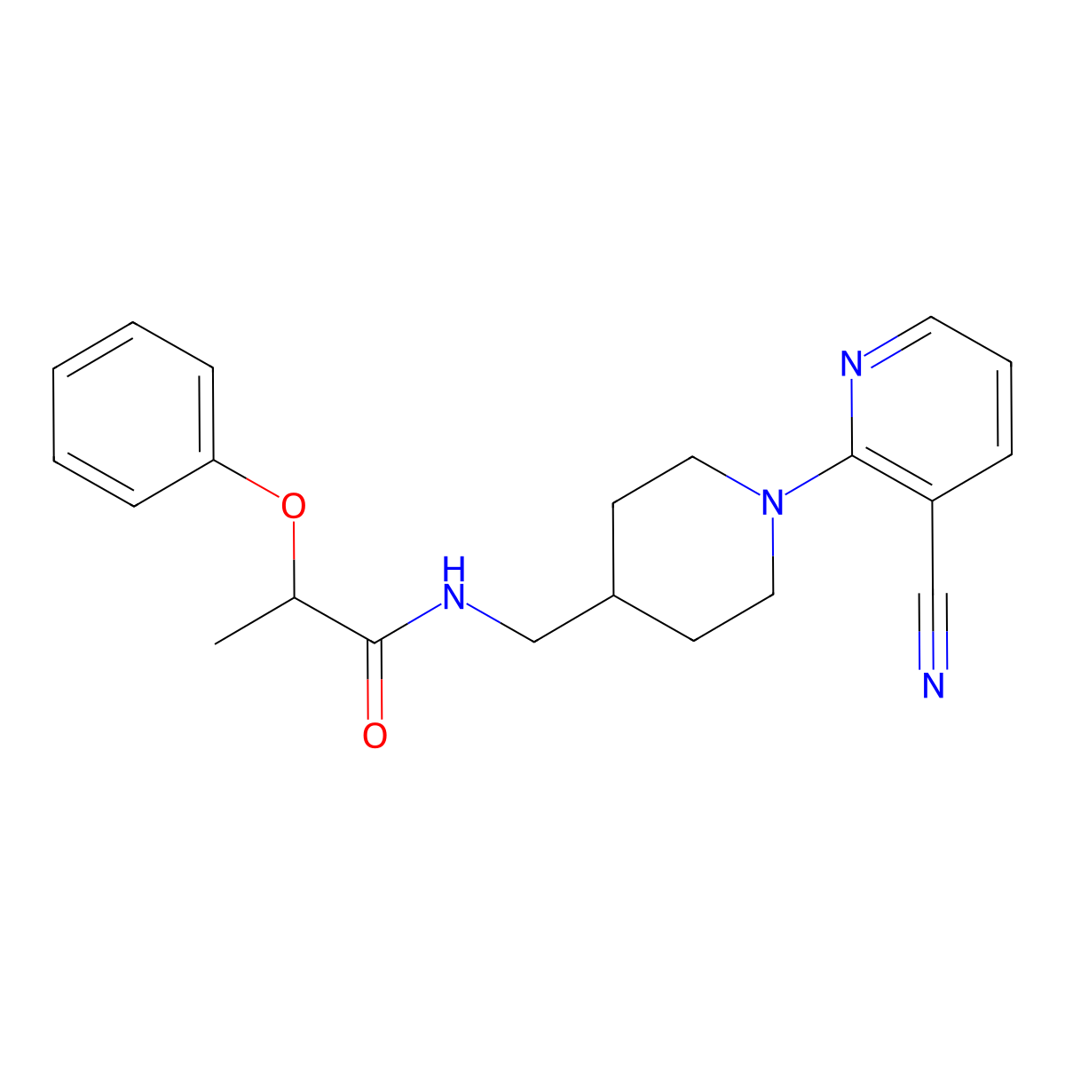 N-{[1-(3-cyanopyridin-2-yl)piperidin-4-yl]methyl}-2-phenoxypropanamide molecular structure, CAS 1797573-74-0