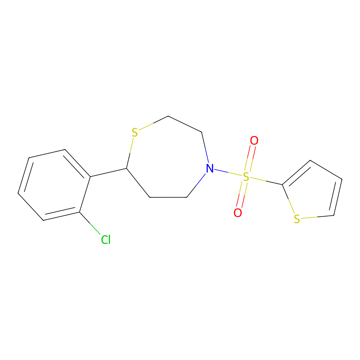 7-(2-Chlorophenyl)-4-(thiophen-2-ylsulfonyl)-1,4-thiazepane molecular structure, CAS 1797573-77-3