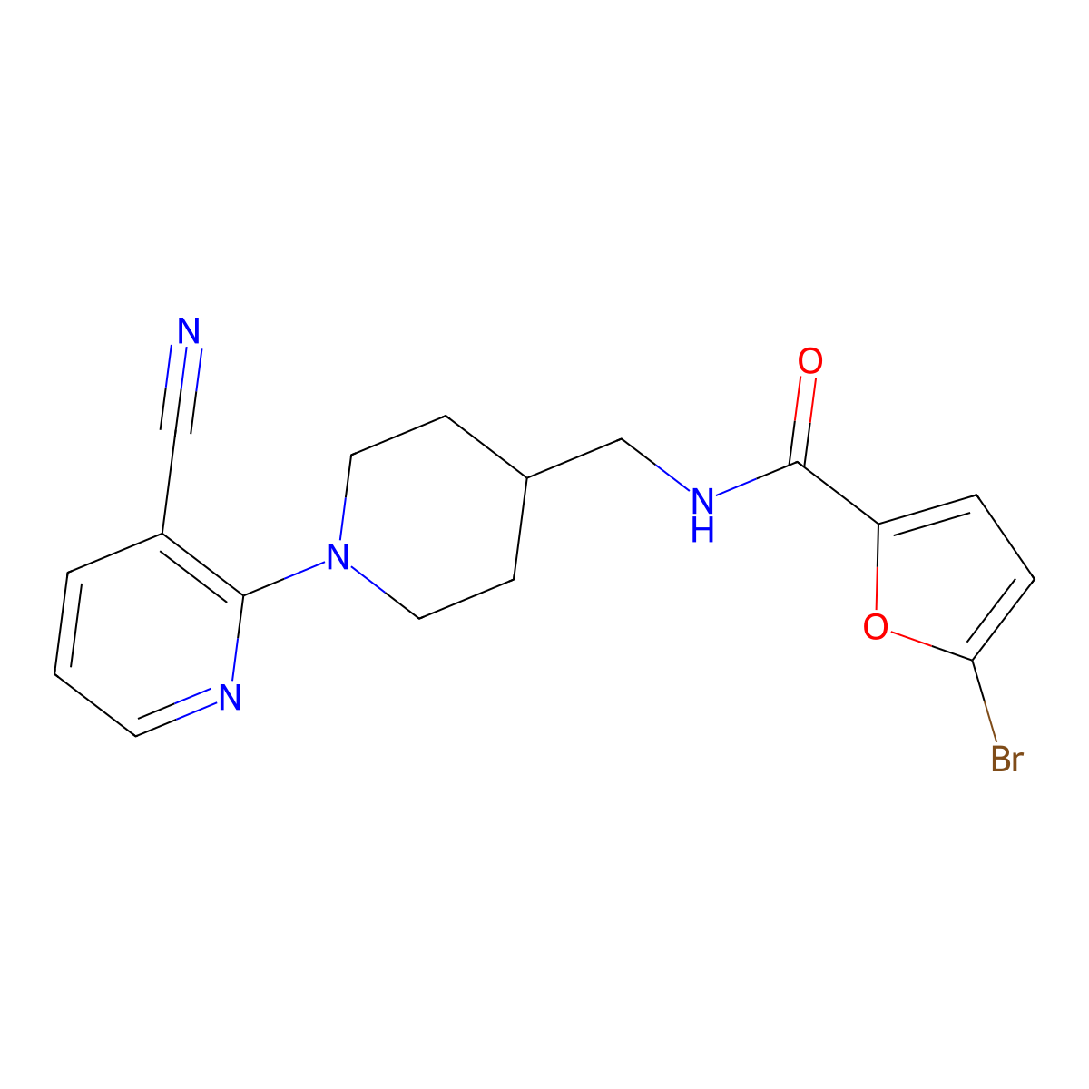 5-bromo-N-((1-(3-cyanopyridin-2-yl)piperidin-4-yl)methyl)furan-2-carboxamide molecular structure, CAS 1797574-02-7