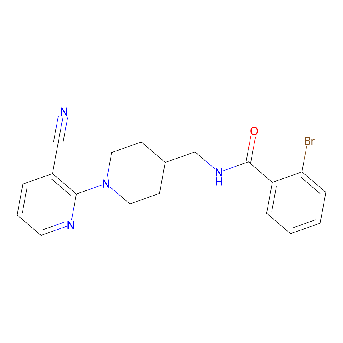 2-bromo-N-{[1-(3-cyanopyridin-2-yl)piperidin-4-yl]methyl}benzamide molecular structure, CAS 1797574-09-4