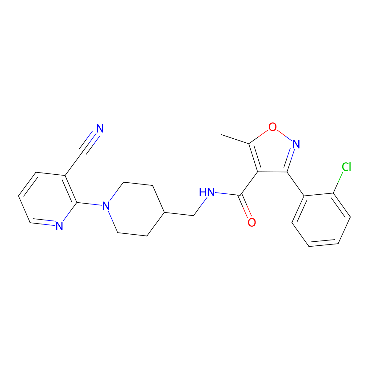 3-(2-chlorophenyl)-N-((1-(3-cyanopyridin-2-yl)piperidin-4-yl)methyl)-5-methylisoxazole-4-carboxamide molecular structure, CAS 1797574-16-3