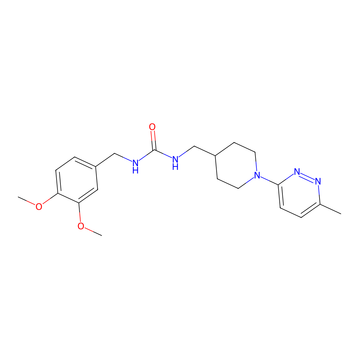 1-(3,4-Dimethoxybenzyl)-3-((1-(6-methylpyridazin-3-yl)piperidin-4-yl)methyl)urea molecular structure, CAS 1797574-52-7