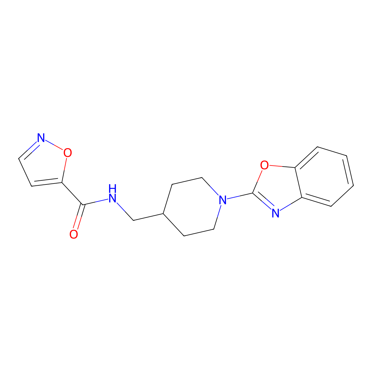 N-((1-(benzo[d]oxazol-2-yl)piperidin-4-yl)methyl)isoxazole-5-carboxamide molecular structure, CAS 1797574-71-0