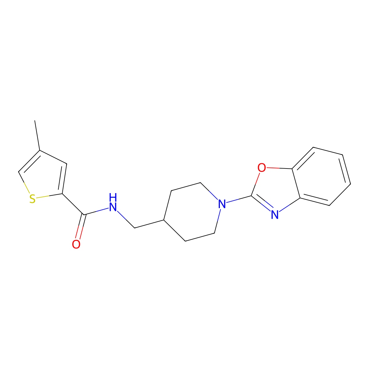 N-((1-(benzo[d]oxazol-2-yl)piperidin-4-yl)methyl)-4-methylthiophene-2-carboxamide molecular structure, CAS 1797574-90-3