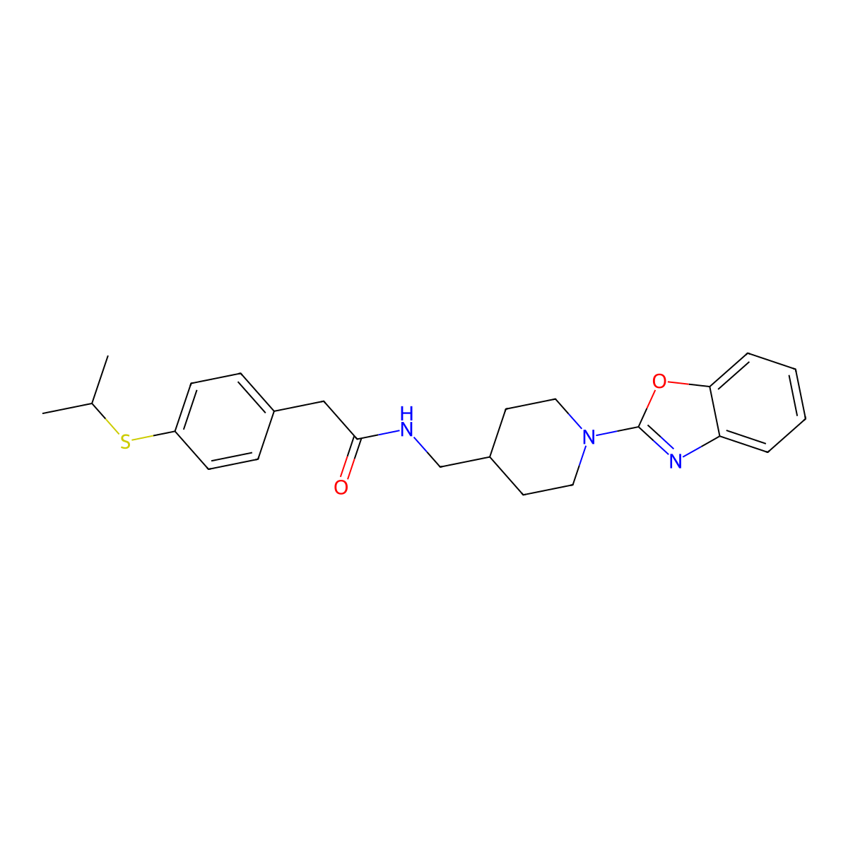 N-((1-(benzo[d]oxazol-2-yl)piperidin-4-yl)methyl)-2-(4-(isopropylthio)phenyl)acetamide molecular structure, CAS 1797575-14-4