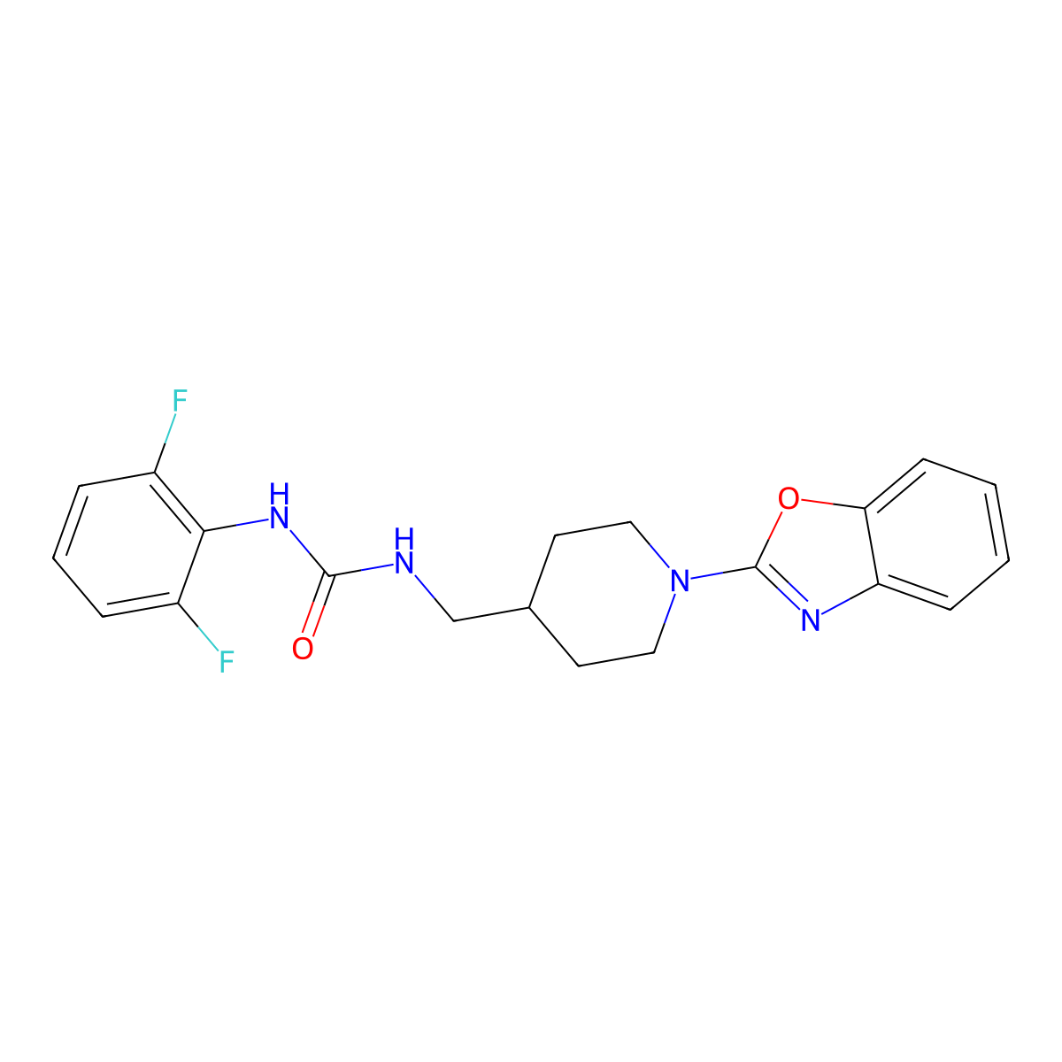 1-((1-(Benzo[d]oxazol-2-yl)piperidin-4-yl)methyl)-3-(2,6-difluorophenyl)urea molecular structure, CAS 1797575-31-5