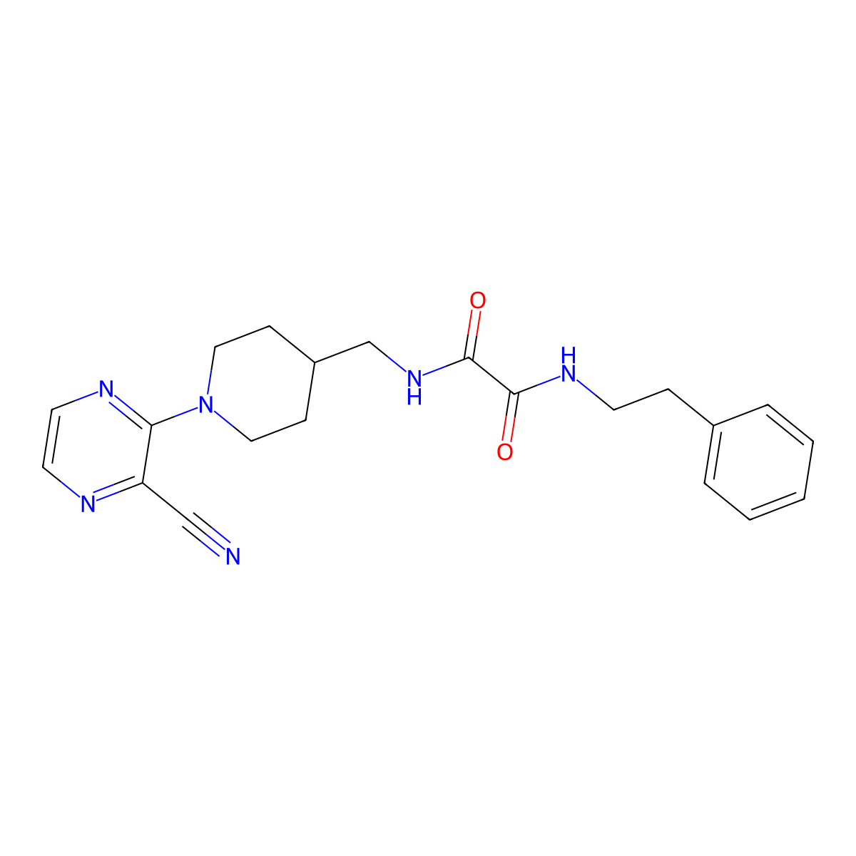 N1-((1-(3-cyanopyrazin-2-yl)piperidin-4-yl)methyl)-N2-phenethyloxalamide molecular structure, CAS 1797576-79-4