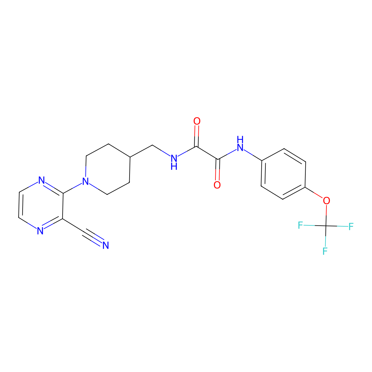 N1-((1-(3-cyanopyrazin-2-yl)piperidin-4-yl)methyl)-N2-(4-(trifluoromethoxy)phenyl)oxalamide molecular structure, CAS 1797576-85-2