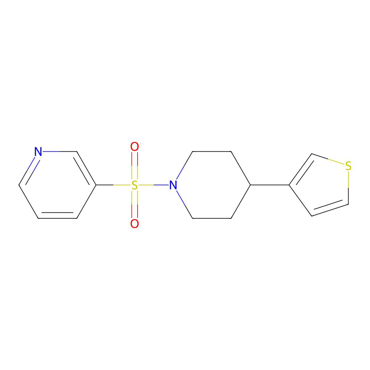 3-{[4-(Thiophen-3-yl)piperidin-1-yl]sulfonyl}pyridine molecular structure, CAS 1797577-06-0