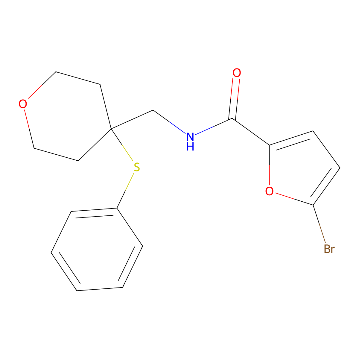 5-bromo-N-{[4-(phenylsulfanyl)oxan-4-yl]methyl}furan-2-carboxamide molecular structure, CAS 1797577-66-2
