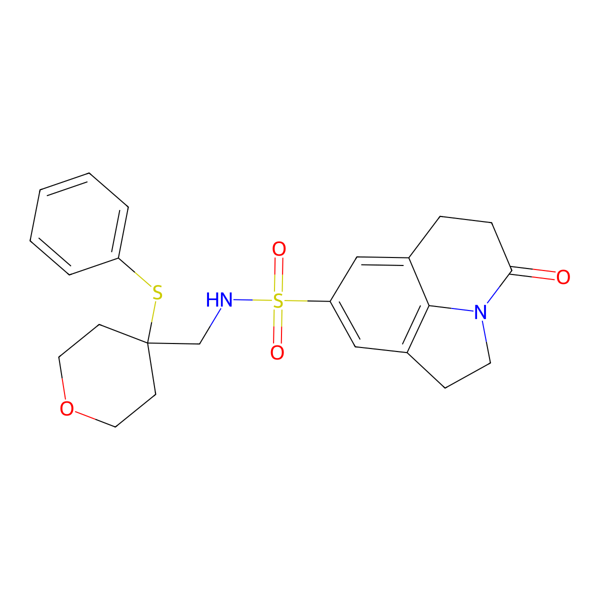 4-oxo-N-((4-(phenylthio)tetrahydro-2H-pyran-4-yl)methyl)-2,4,5,6-tetrahydro-1H-pyrrolo[3,2,1-ij]quinoline-8-sulfonamide molecular structure, CAS 1797578-19-8