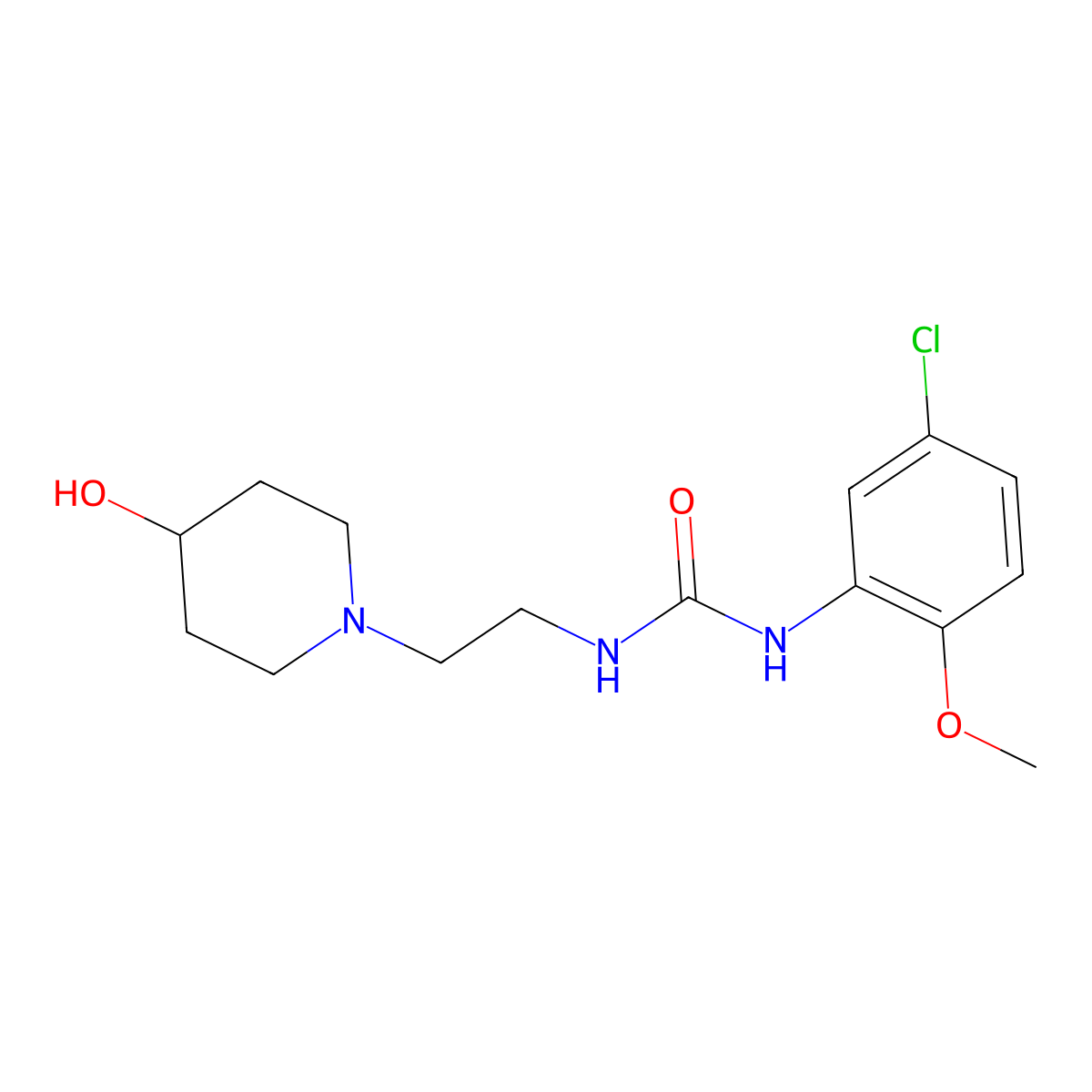 1-(5-Chloro-2-methoxyphenyl)-3-(2-(4-hydroxypiperidin-1-yl)ethyl)urea molecular structure, CAS 1797578-36-9