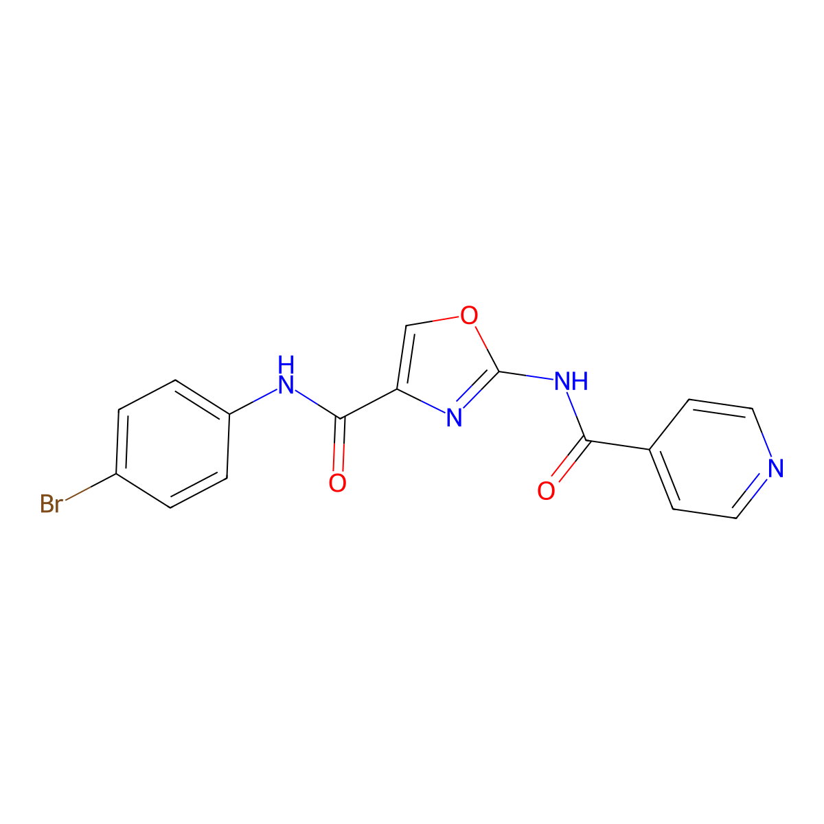 N-(4-bromophenyl)-2-(isonicotinamido)oxazole-4-carboxamide molecular structure, CAS 1797578-41-6