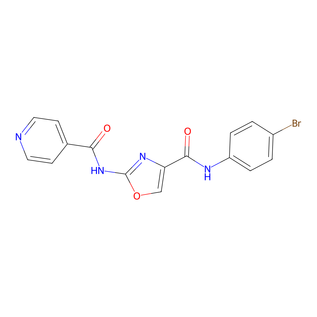 N-(4-bromophenyl)-2-(isonicotinamido)oxazole-4-carboxamide molecular structure, CAS 1797578-41-6