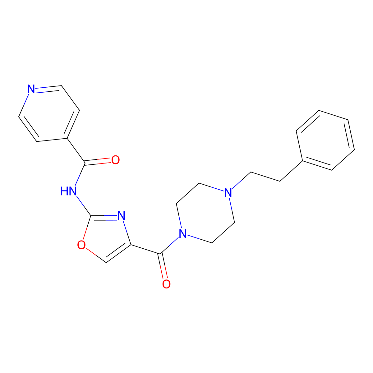 N-(4-(4-phenethylpiperazine-1-carbonyl)oxazol-2-yl)isonicotinamide molecular structure, CAS 1797578-54-1