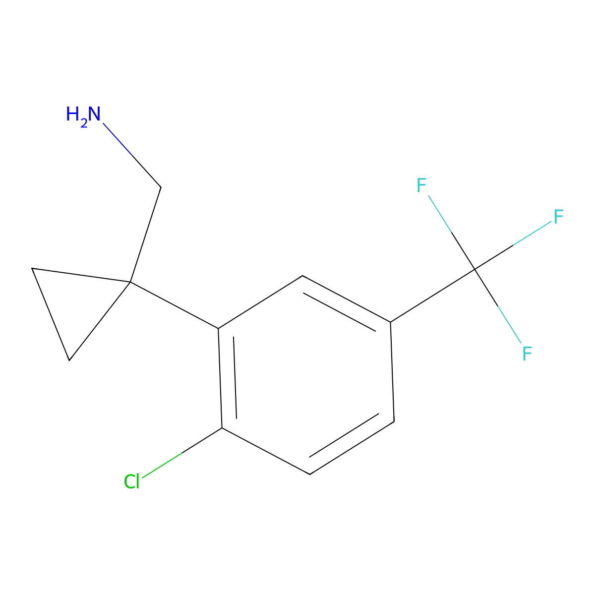 (1-(2-Chloro-5-(trifluoromethyl)phenyl)cyclopropyl)methanamine molecular structure, CAS 1797582-14-9