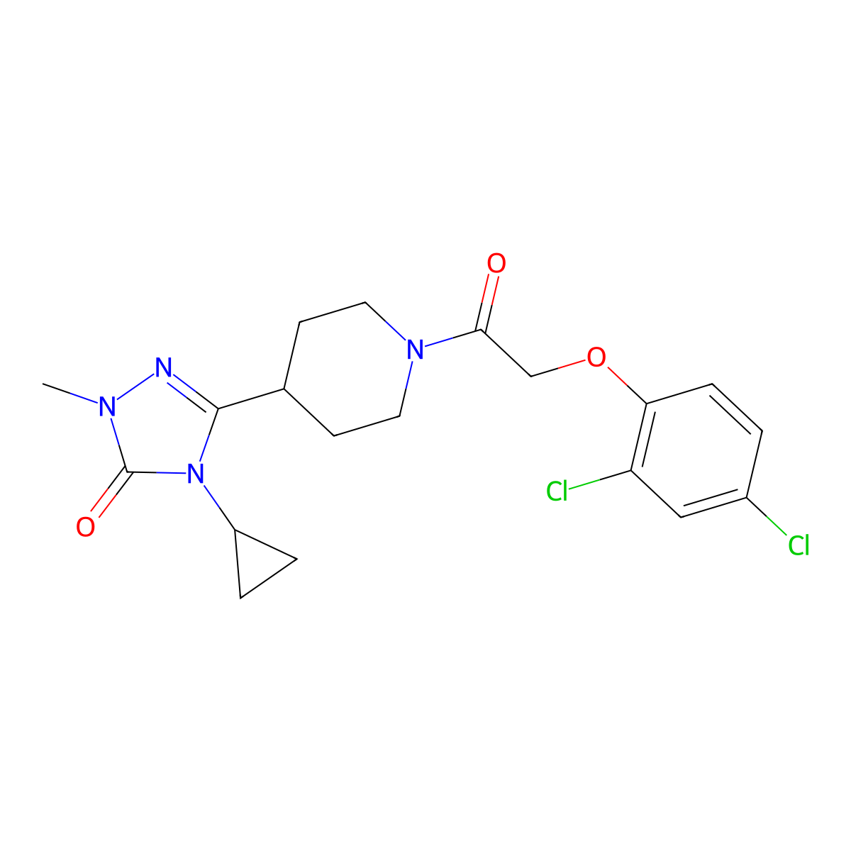 4-cyclopropyl-3-(1-(2-(2,4-dichlorophenoxy)acetyl)piperidin-4-yl)-1-methyl-1H-1,2,4-triazol-5(4H)-one molecular structure, CAS 1797583-74-4