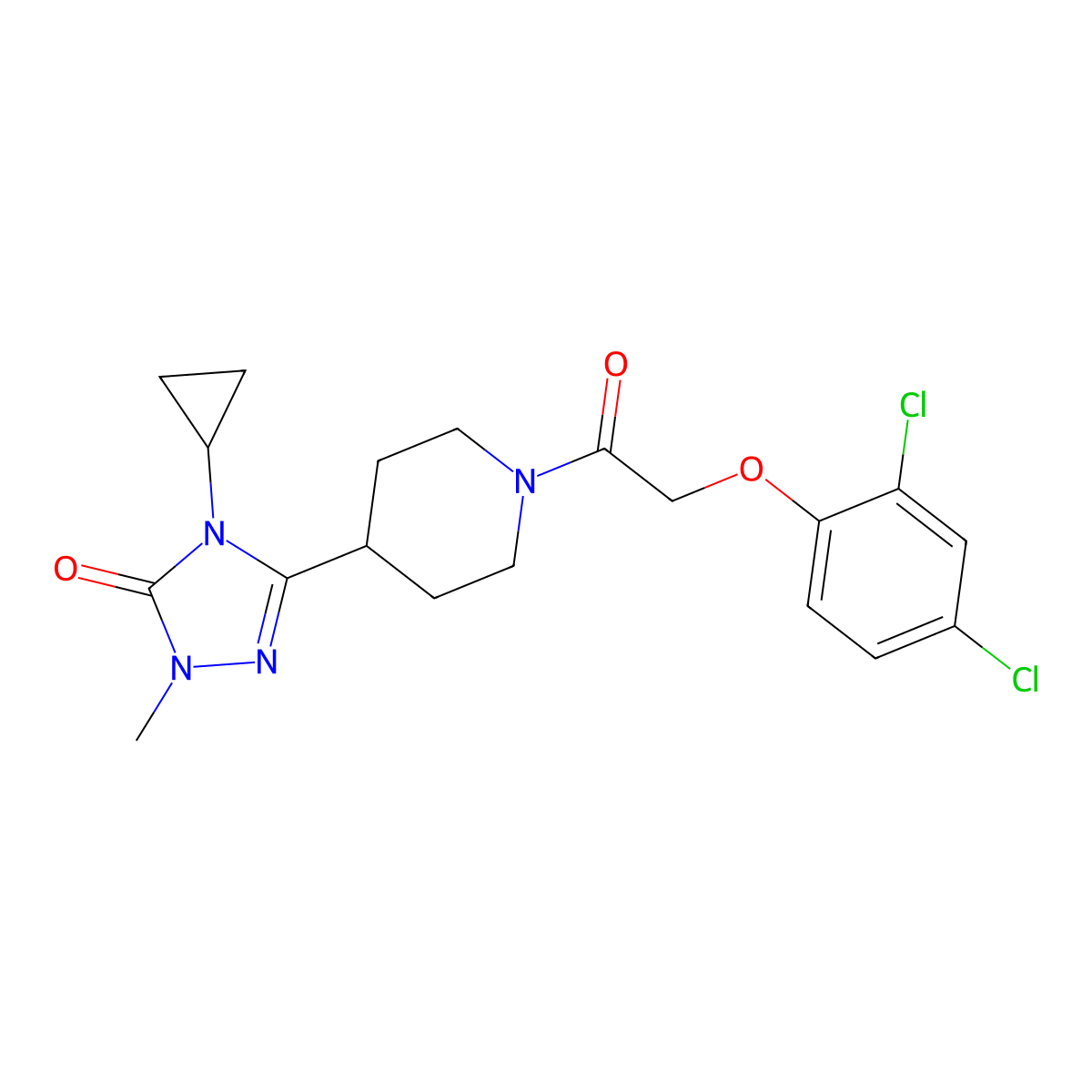 4-cyclopropyl-3-(1-(2-(2,4-dichlorophenoxy)acetyl)piperidin-4-yl)-1-methyl-1H-1,2,4-triazol-5(4H)-one molecular structure, CAS 1797583-74-4