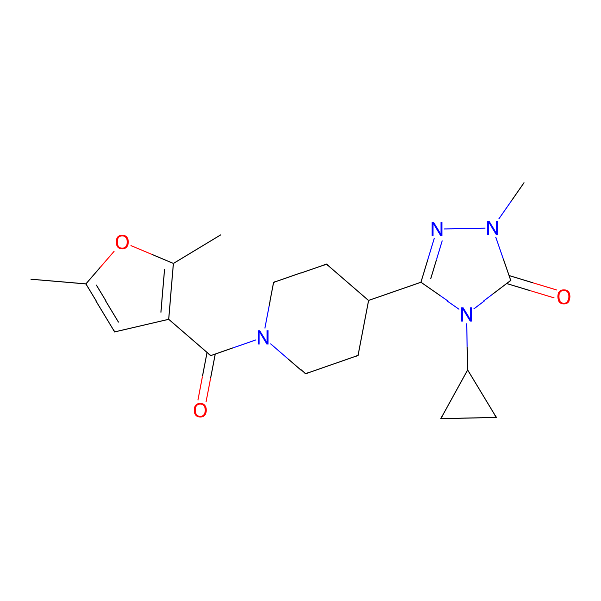 4-cyclopropyl-3-(1-(2,5-dimethylfuran-3-carbonyl)piperidin-4-yl)-1-methyl-1H-1,2,4-triazol-5(4H)-one molecular structure, CAS 1797584-20-3