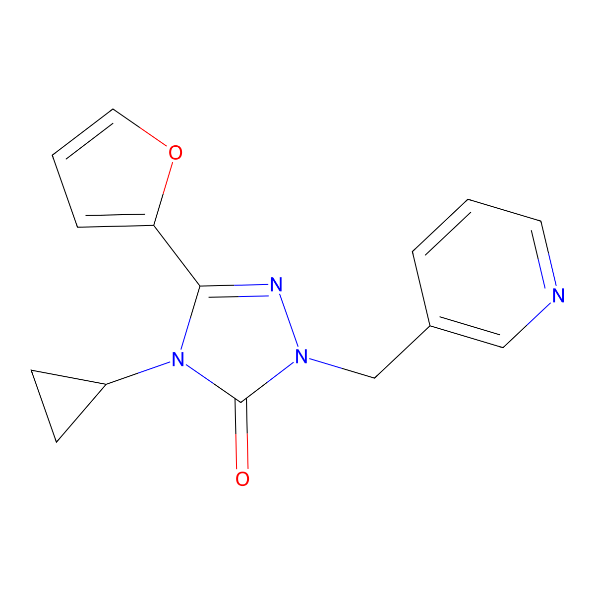 4-cyclopropyl-3-(furan-2-yl)-1-(pyridin-3-ylmethyl)-1H-1,2,4-triazol-5(4H)-one molecular structure, CAS 1797585-05-7