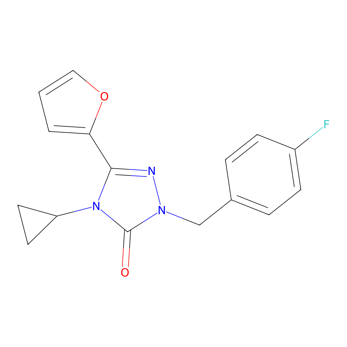 4-cyclopropyl-1-(4-fluorobenzyl)-3-(furan-2-yl)-1H-1,2,4-triazol-5(4H)-one molecular structure, CAS 1797585-18-2