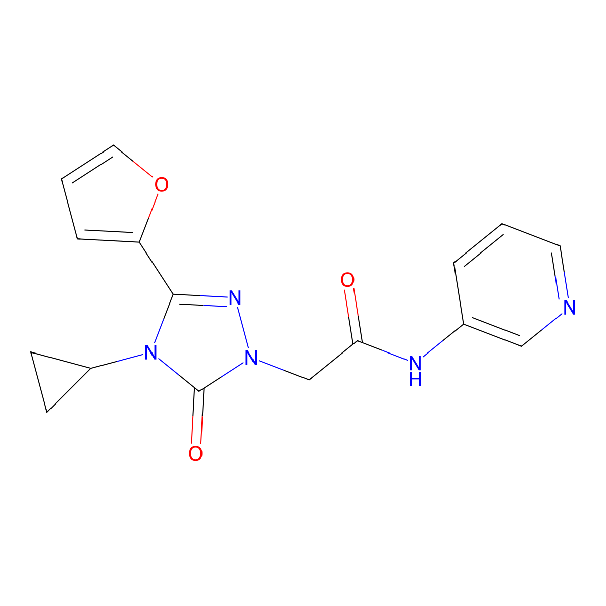 2-(4-cyclopropyl-3-(furan-2-yl)-5-oxo-4,5-dihydro-1H-1,2,4-triazol-1-yl)-N-(pyridin-3-yl)acetamide molecular structure, CAS 1797585-64-8