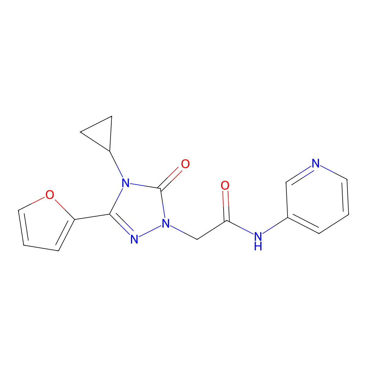 2-(4-cyclopropyl-3-(furan-2-yl)-5-oxo-4,5-dihydro-1H-1,2,4-triazol-1-yl)-N-(pyridin-3-yl)acetamide molecular structure, CAS 1797585-64-8