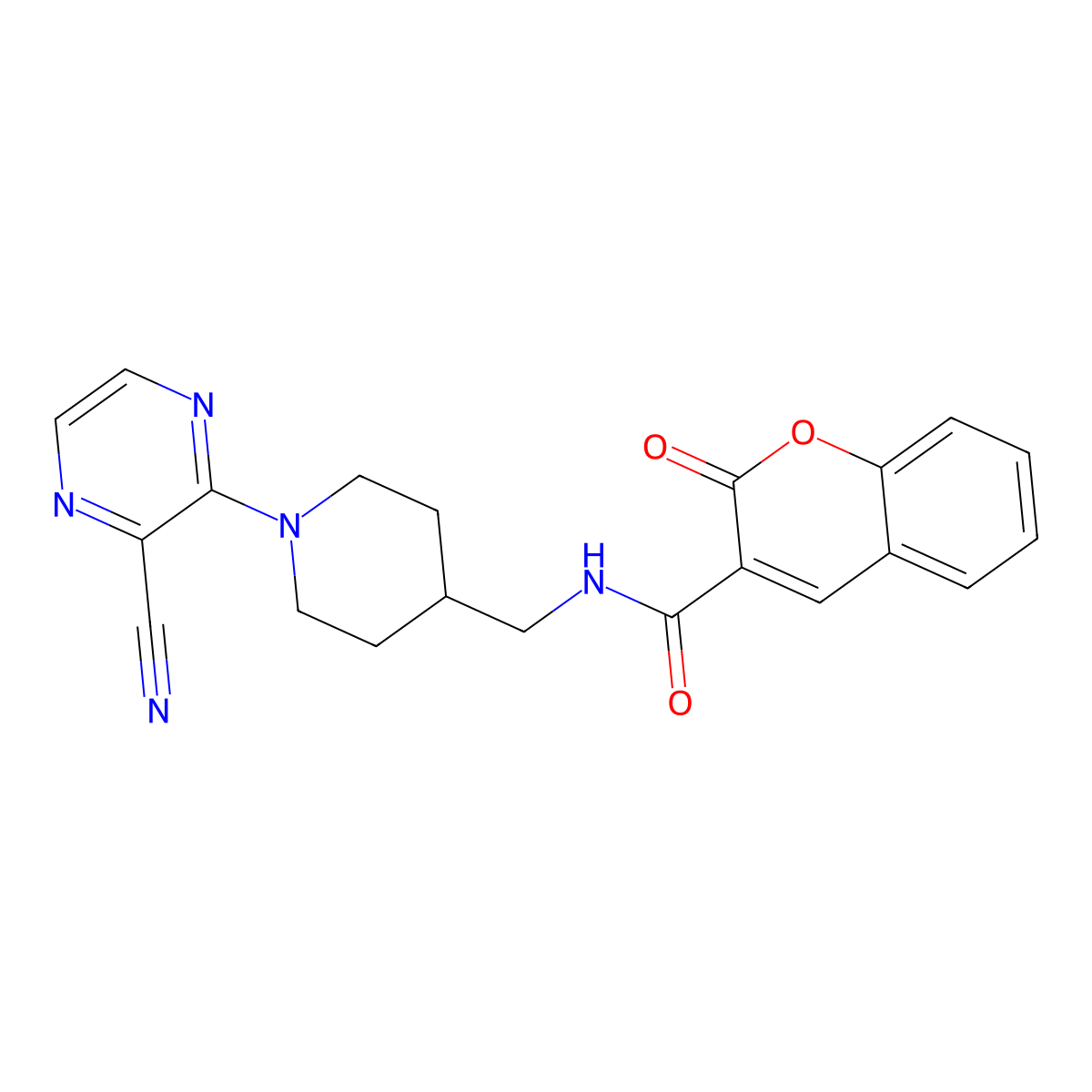 N-{[1-(3-cyanopyrazin-2-yl)piperidin-4-yl]methyl}-2-oxo-2H-chromene-3-carboxamide molecular structure, CAS 1797586-05-0