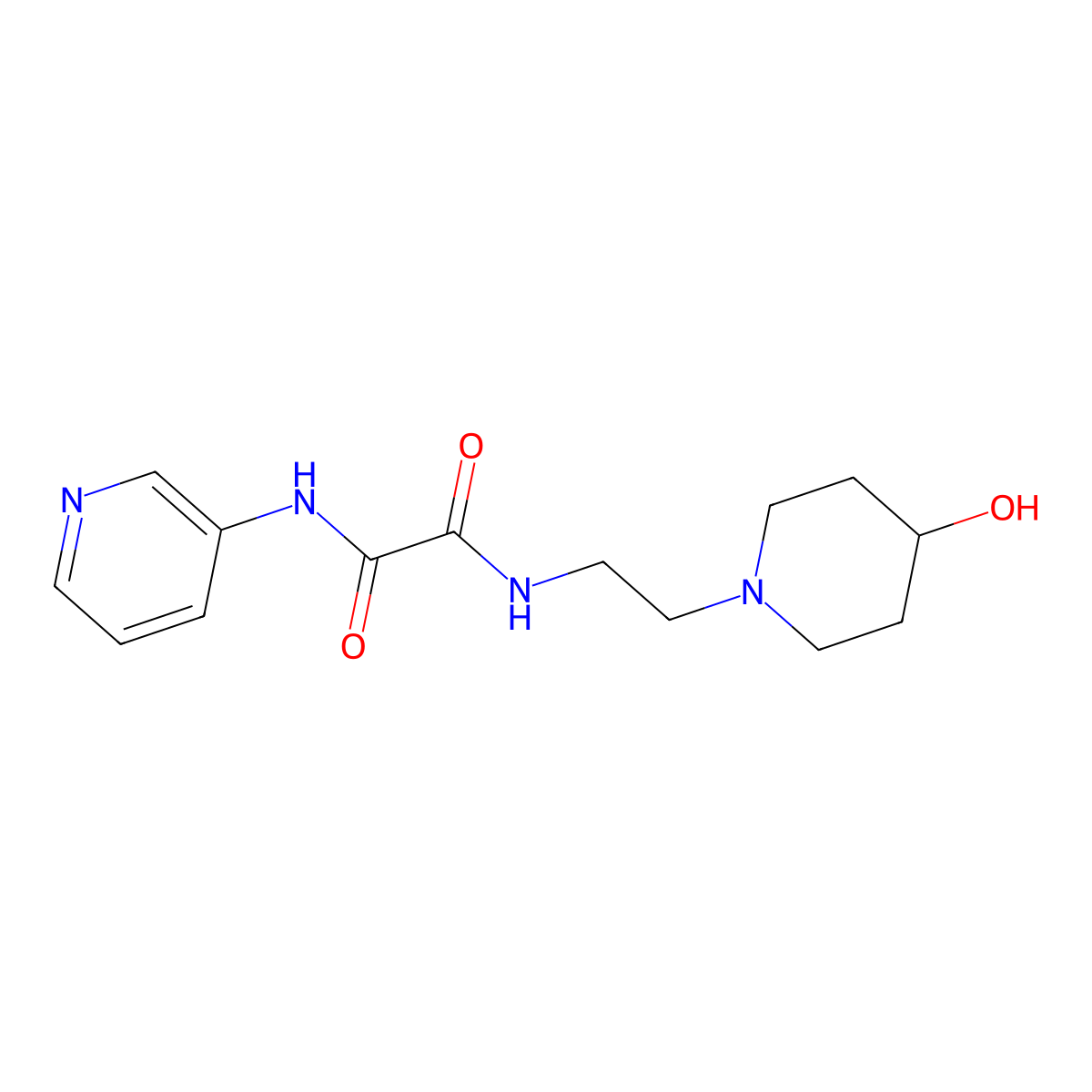 N1-(2-(4-hydroxypiperidin-1-yl)ethyl)-N2-(pyridin-3-yl)oxalamide molecular structure, CAS 1797586-74-3
