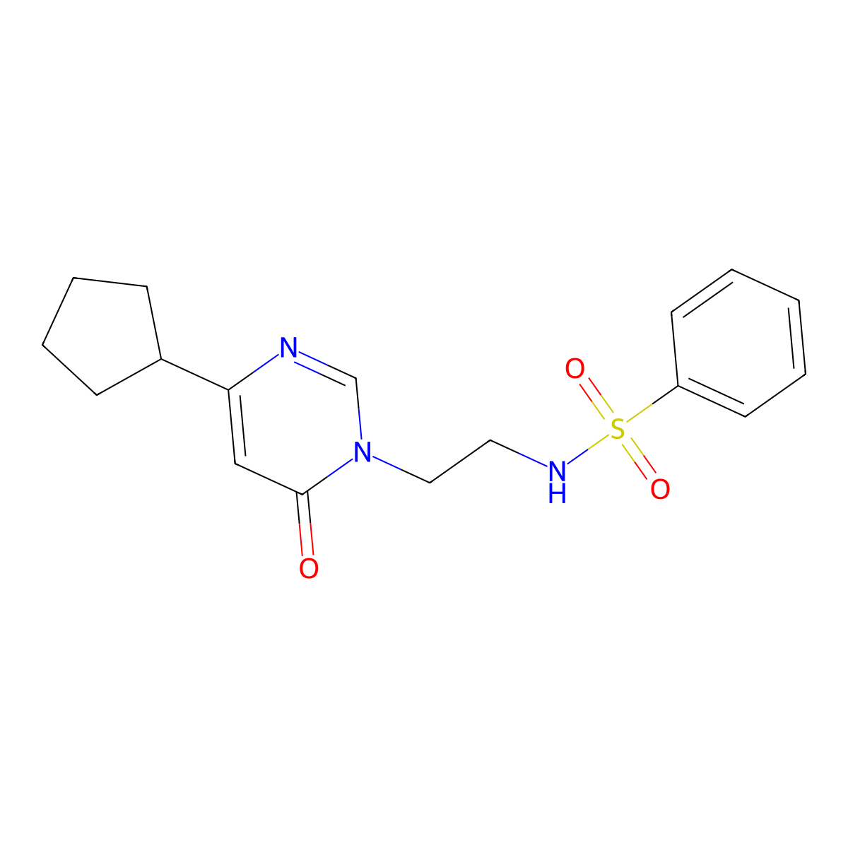 N-(2-(4-cyclopentyl-6-oxopyrimidin-1(6H)-yl)ethyl)benzenesulfonamide molecular structure, CAS 1797586-75-4