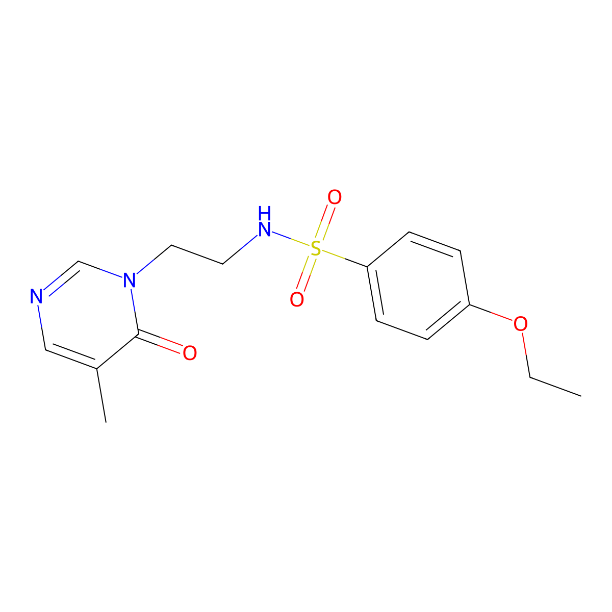 4-ethoxy-N-(2-(5-methyl-6-oxopyrimidin-1(6H)-yl)ethyl)benzenesulfonamide molecular structure, CAS 1797586-95-8