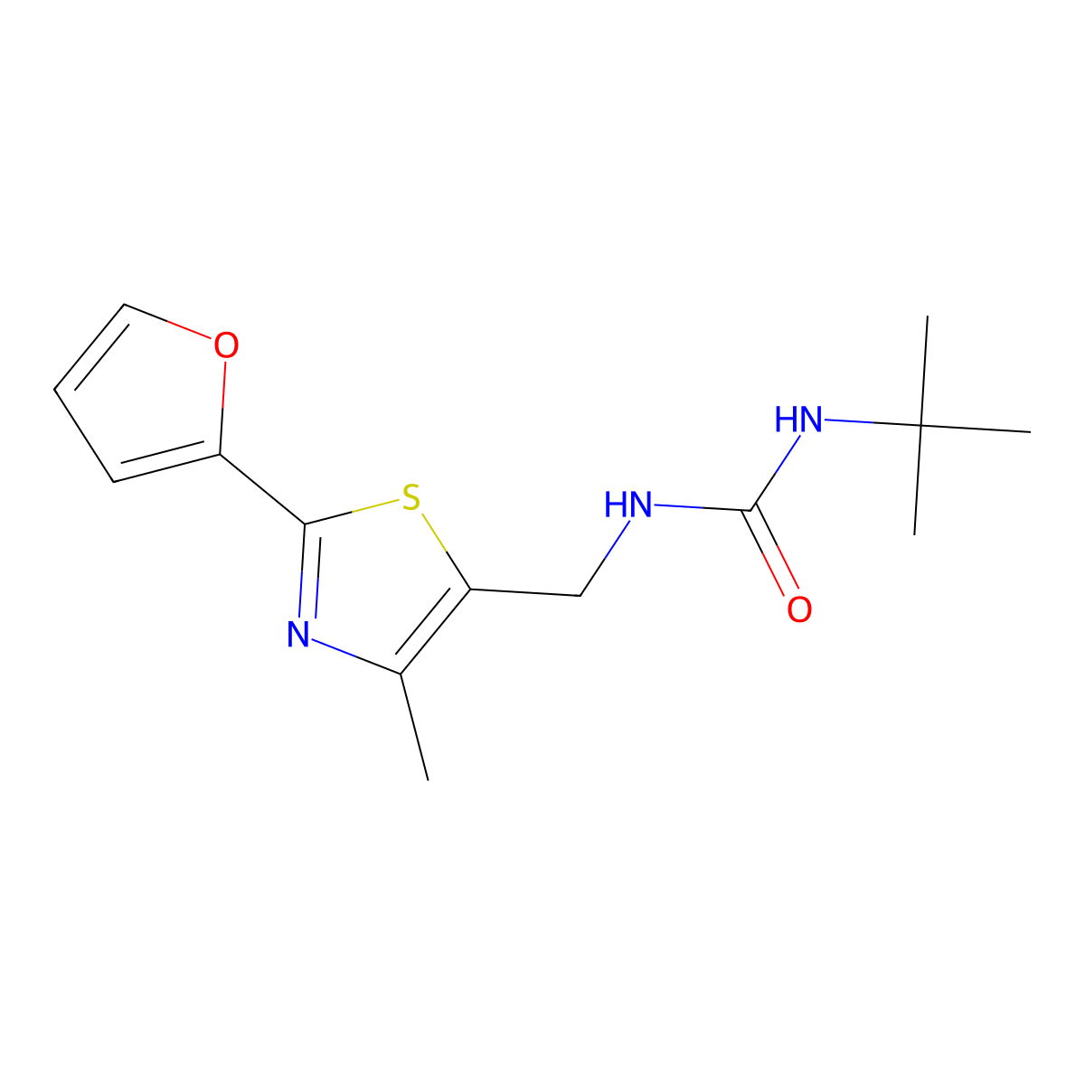 1-(Tert-butyl)-3-((2-(furan-2-yl)-4-methylthiazol-5-yl)methyl)urea molecular structure, CAS 1797587-15-5