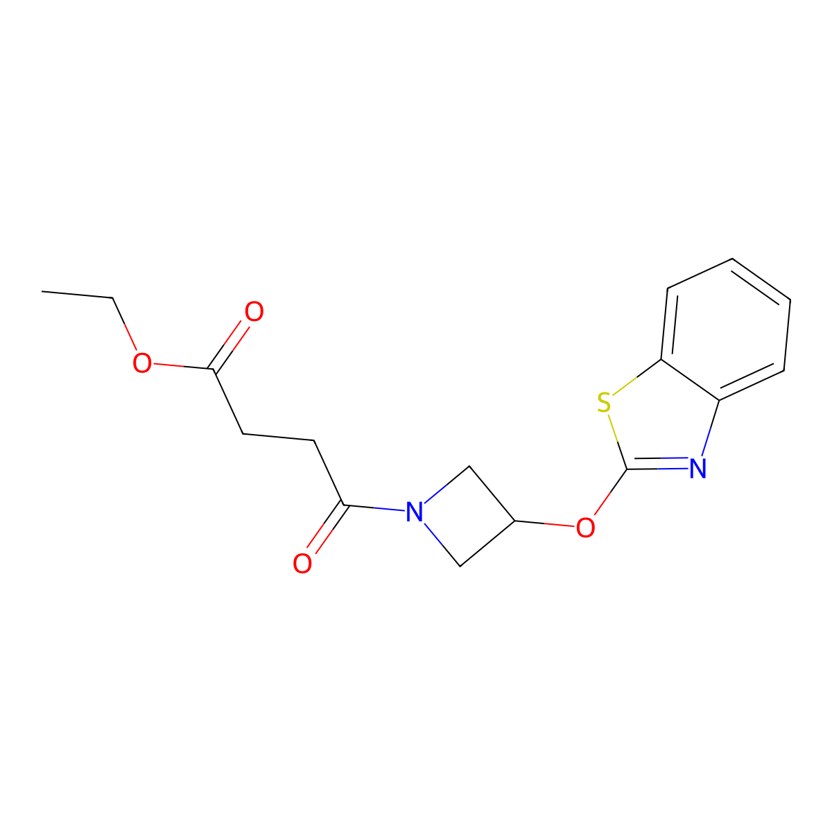 Ethyl 4-(3-(benzo[d]thiazol-2-yloxy)azetidin-1-yl)-4-oxobutanoate molecular structure, CAS 1797587-32-6