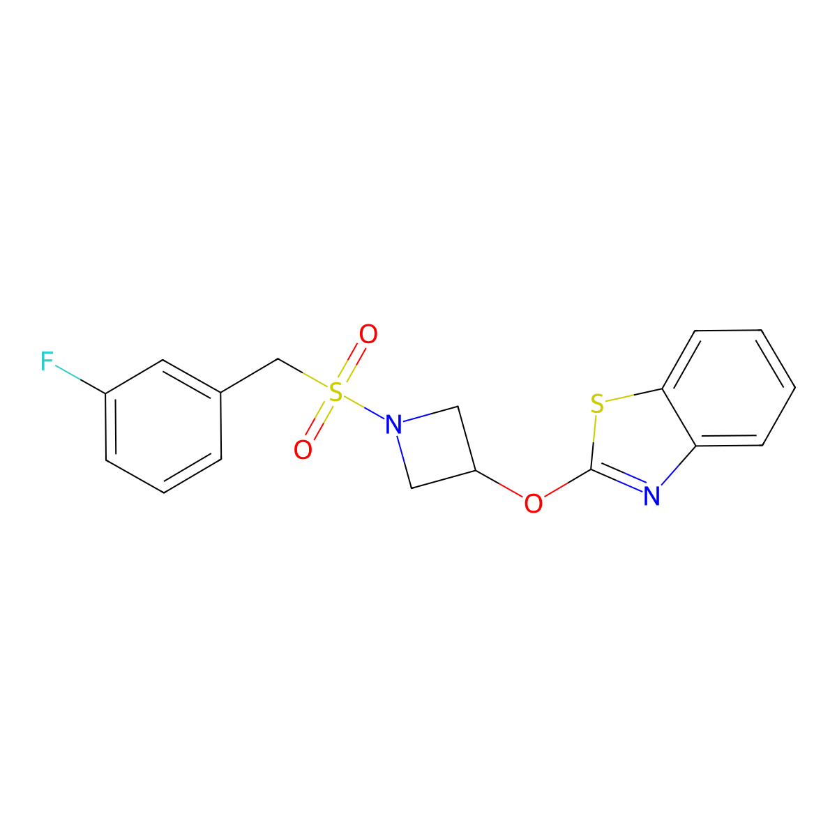 2-((1-((3-Fluorobenzyl)sulfonyl)azetidin-3-yl)oxy)benzo[d]thiazole molecular structure, CAS 1797587-50-8