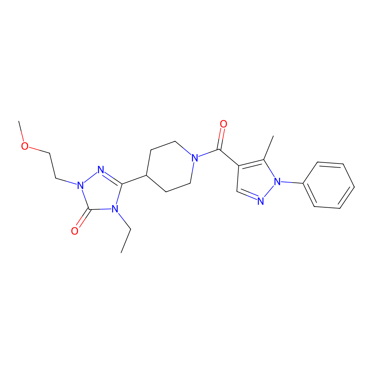 4-ethyl-1-(2-methoxyethyl)-3-(1-(5-methyl-1-phenyl-1H-pyrazole-4-carbonyl)piperidin-4-yl)-1H-1,2,4-triazol-5(4H)-one molecular structure, CAS 1797587-52-0