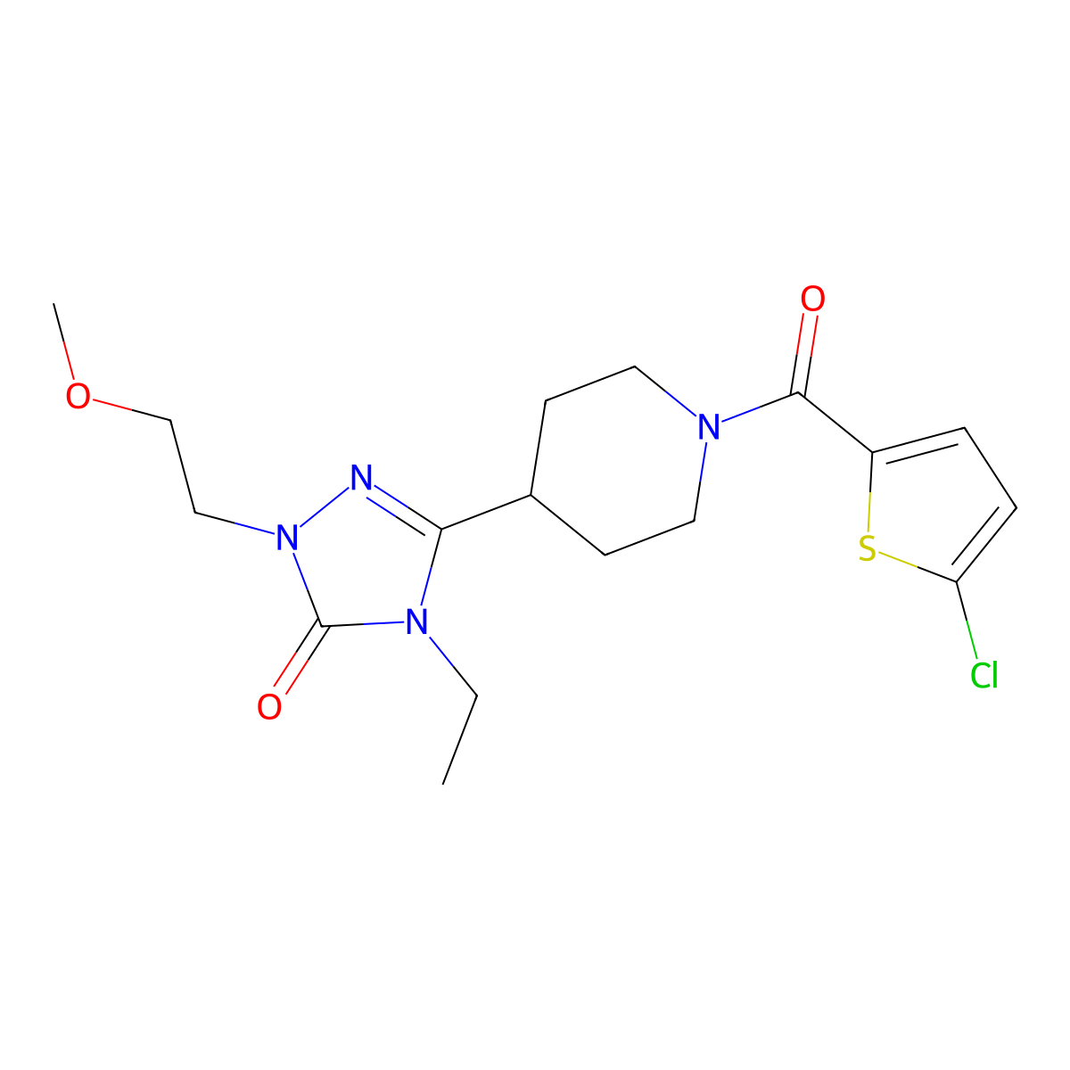 3-(1-(5-chlorothiophene-2-carbonyl)piperidin-4-yl)-4-ethyl-1-(2-methoxyethyl)-1H-1,2,4-triazol-5(4H)-one molecular structure, CAS 1797587-64-4