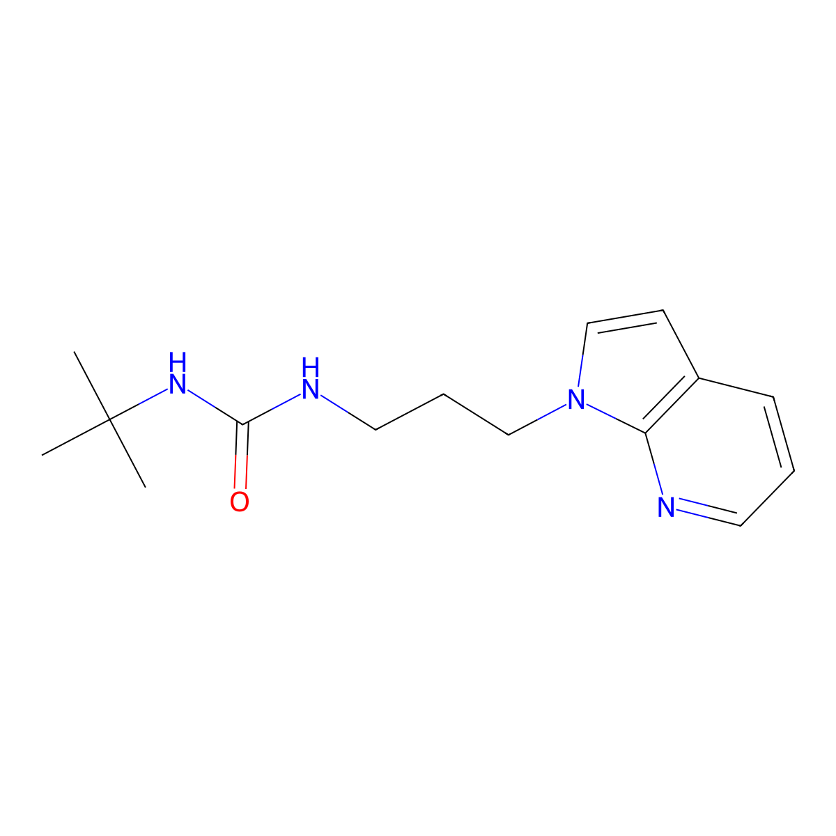1-(3-(1H-pyrrolo[2,3-b]pyridin-1-yl)propyl)-3-(tert-butyl)urea molecular structure, CAS 1797587-96-2