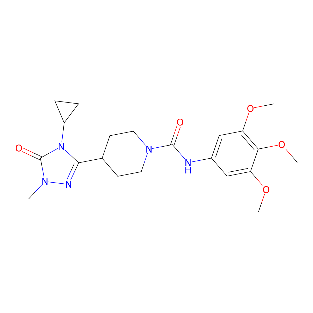 4-(4-cyclopropyl-1-methyl-5-oxo-4,5-dihydro-1H-1,2,4-triazol-3-yl)-N-(3,4,5-trimethoxyphenyl)piperidine-1-carboxamide molecular structure, CAS 1797587-99-5