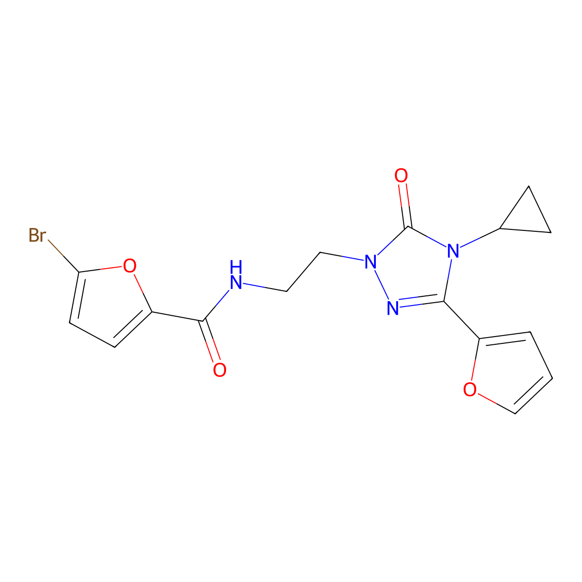 5-bromo-N-{2-[4-cyclopropyl-3-(furan-2-yl)-5-oxo-4,5-dihydro-1H-1,2,4-triazol-1-yl]ethyl}furan-2-carboxamide molecular structure, CAS 1797588-09-0