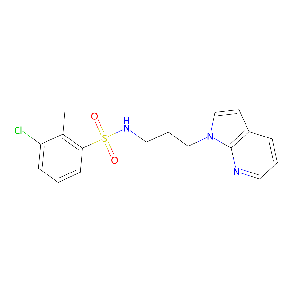 N-(3-(1H-pyrrolo[2,3-b]pyridin-1-yl)propyl)-3-chloro-2-methylbenzenesulfonamide molecular structure, CAS 1797588-13-6