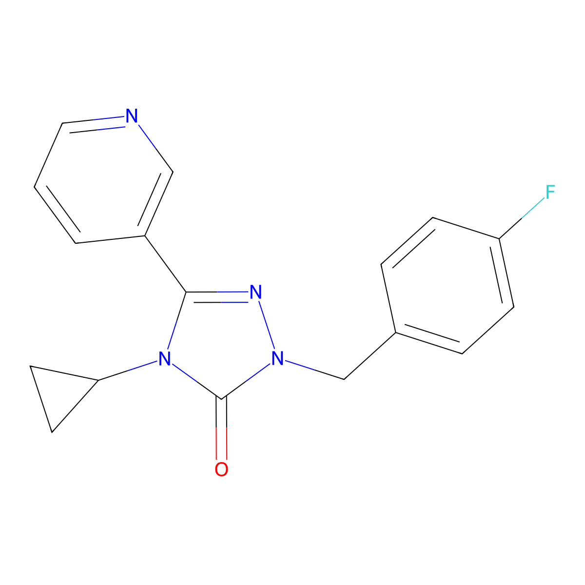4-cyclopropyl-1-(4-fluorobenzyl)-3-(pyridin-3-yl)-1H-1,2,4-triazol-5(4H)-one molecular structure, CAS 1797588-23-8