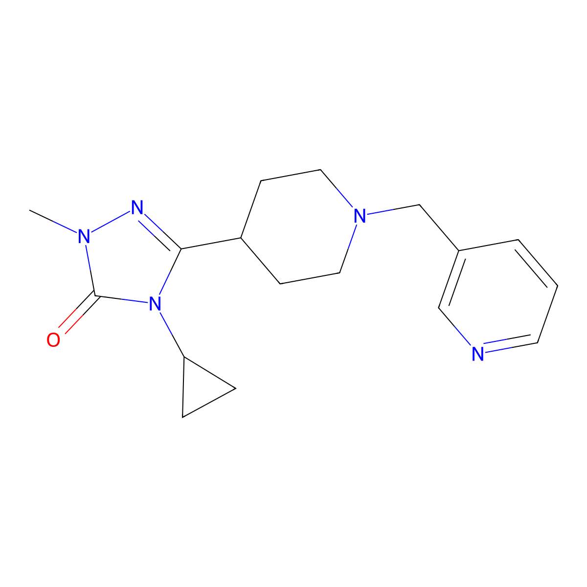 4-cyclopropyl-1-methyl-3-{1-[(pyridin-3-yl)methyl]piperidin-4-yl}-4,5-dihydro-1H-1,2,4-triazol-5-one molecular structure, CAS 1797588-95-4
