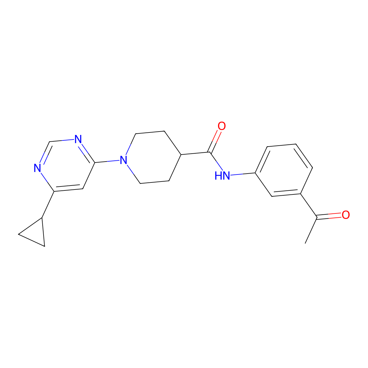 N-(3-acetylphenyl)-1-(6-cyclopropylpyrimidin-4-yl)piperidine-4-carboxamide molecular structure, CAS 1797589-21-9