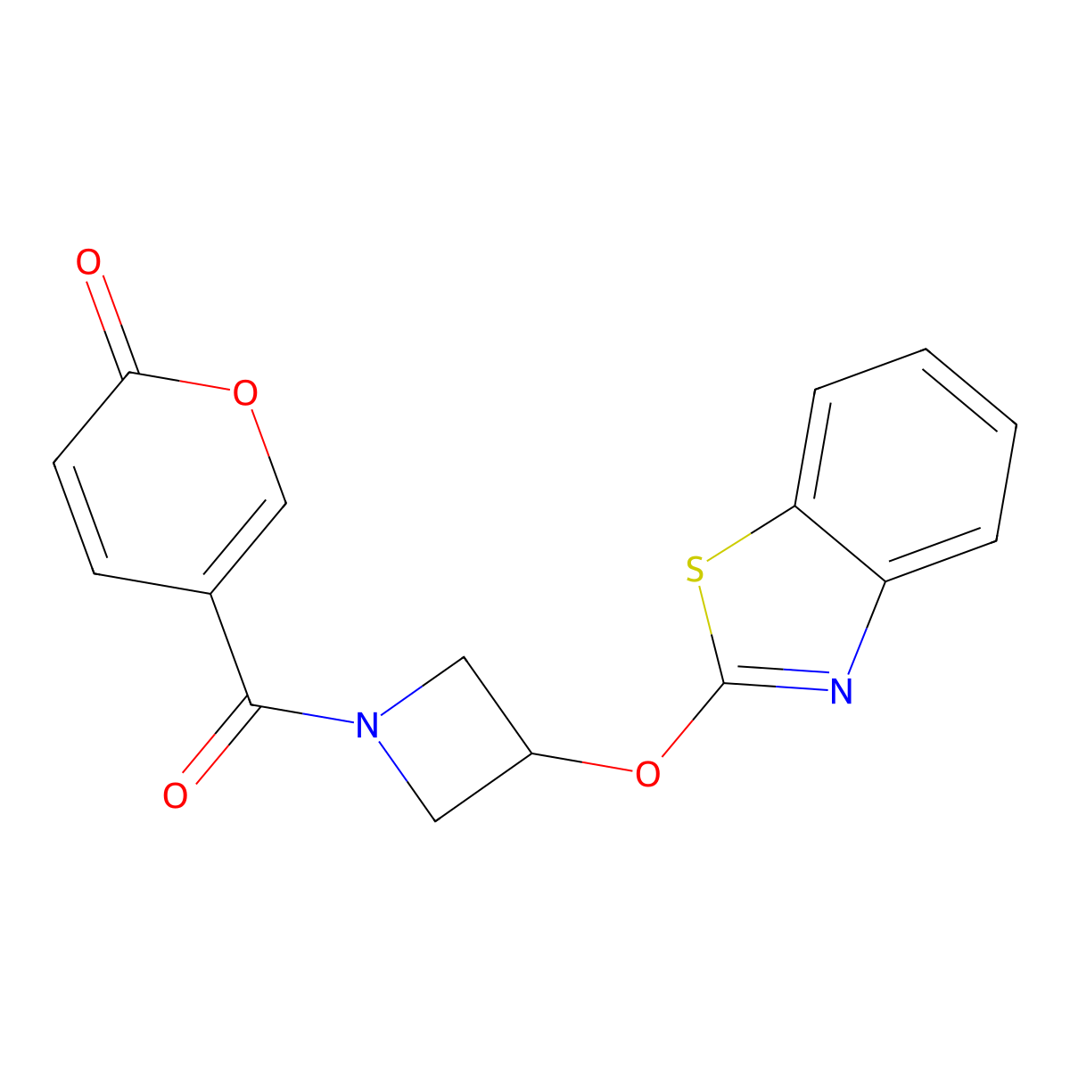 5-(3-(benzo[d]thiazol-2-yloxy)azetidine-1-carbonyl)-2H-pyran-2-one molecular structure, CAS 1797589-28-6