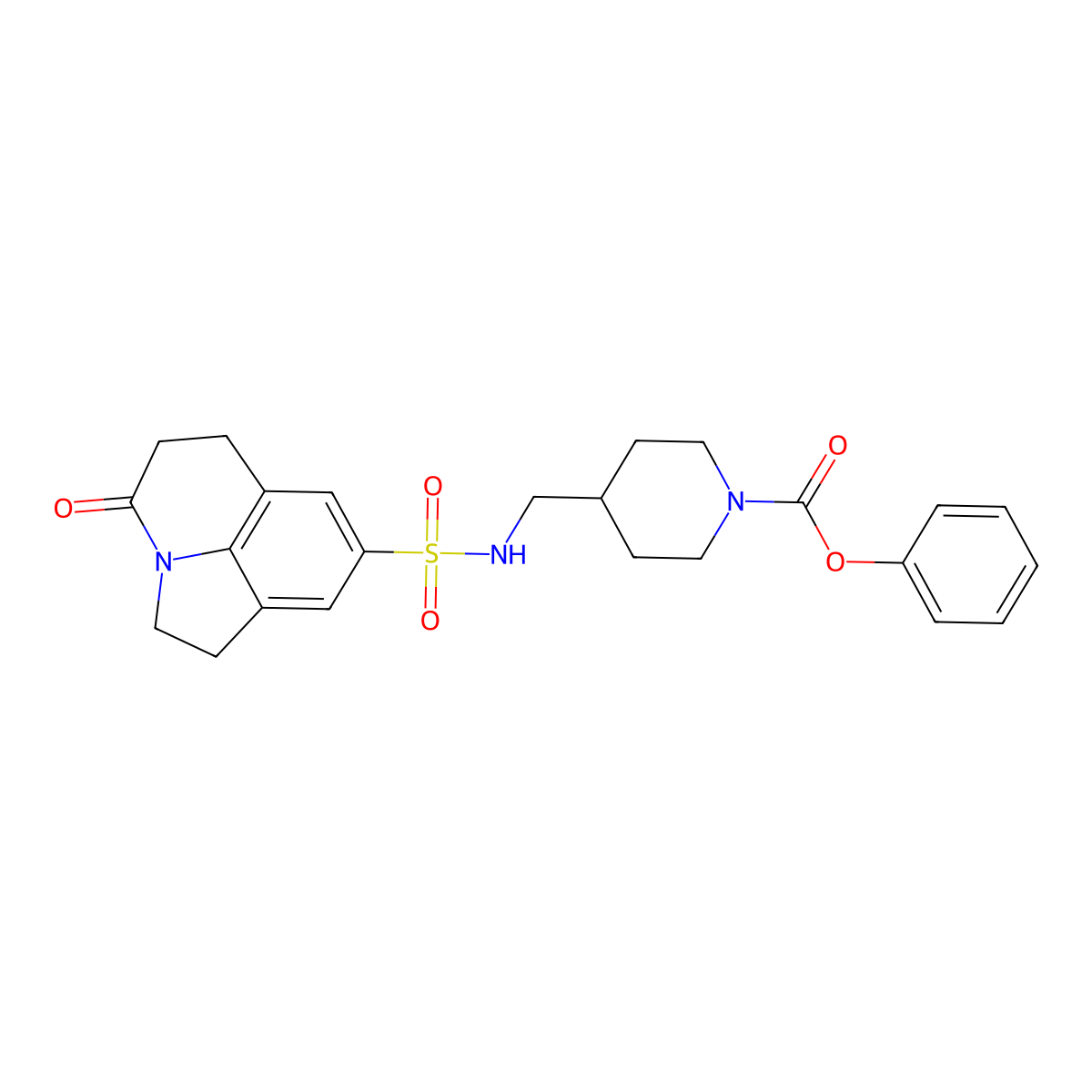 phenyl 4-((4-oxo-2,4,5,6-tetrahydro-1H-pyrrolo[3,2,1-ij]quinoline-8-sulfonamido)methyl)piperidine-1-carboxylate molecular structure, CAS 1797589-34-4