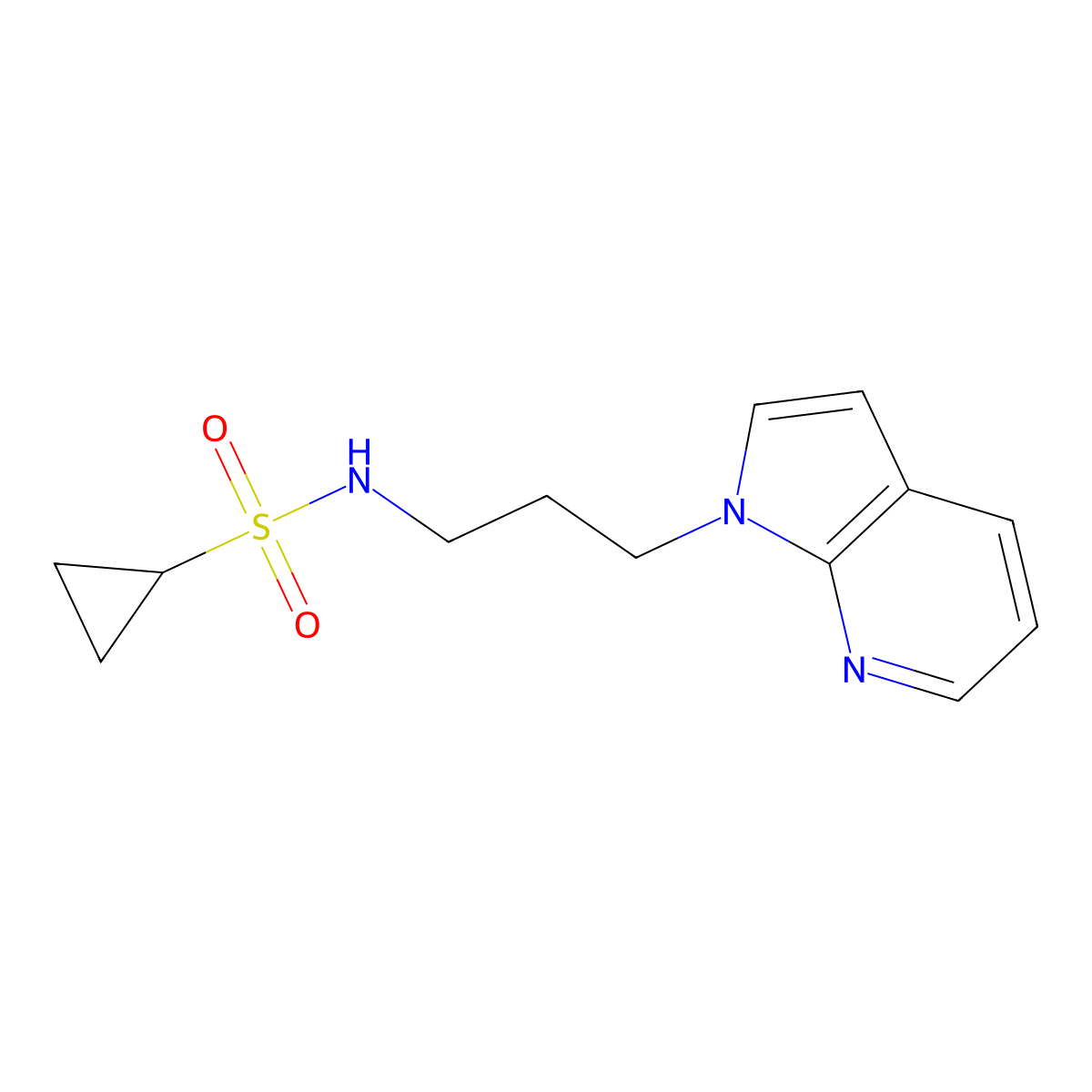 N-(3-{1H-pyrrolo[2,3-b]pyridin-1-yl}propyl)cyclopropanesulfonamide molecular structure, CAS 1797589-50-4