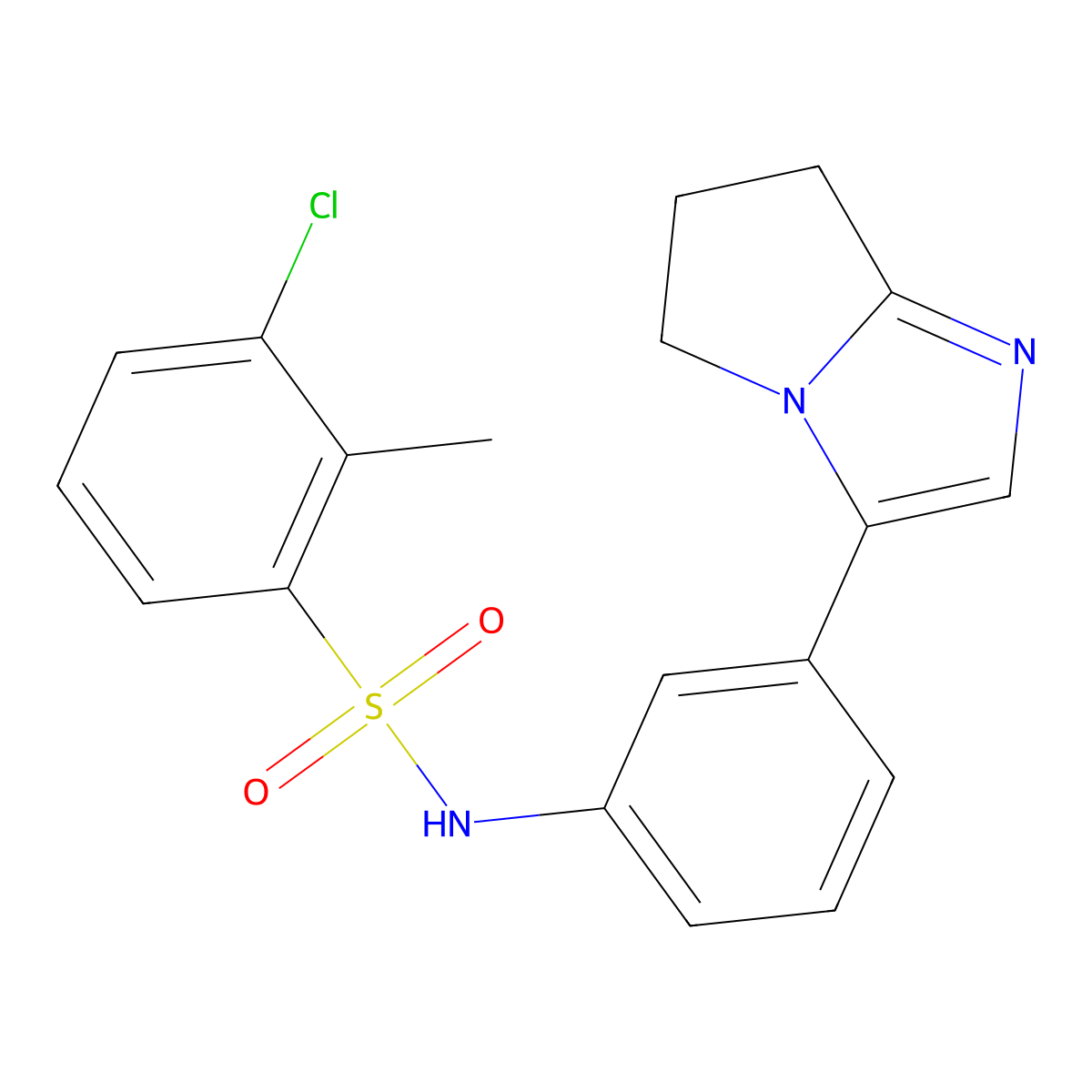 3-chloro-N-(3-(6,7-dihydro-5H-pyrrolo[1,2-a]imidazol-3-yl)phenyl)-2-methylbenzenesulfonamide molecular structure, CAS 1797589-58-2