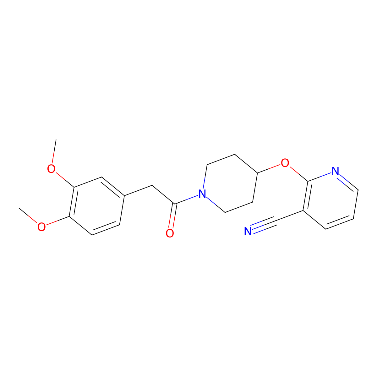2-((1-(2-(3,4-Dimethoxyphenyl)acetyl)piperidin-4-yl)oxy)nicotinonitrile molecular structure, CAS 1797590-09-0