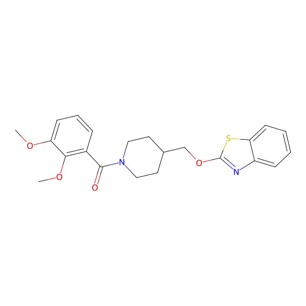 (4-((Benzo[d]thiazol-2-yloxy)methyl)piperidin-1-yl)(2,3-dimethoxyphenyl)methanone molecular structure, CAS 1797591-24-2