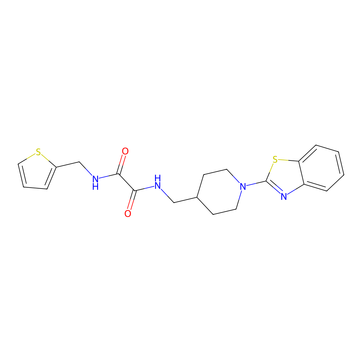 N1-((1-(benzo[d]thiazol-2-yl)piperidin-4-yl)methyl)-N2-(thiophen-2-ylmethyl)oxalamide molecular structure, CAS 1797591-44-6